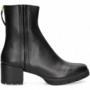 Botin Plat.costura Lado Piel Negro  UNISA