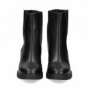 Botin Plat.costura Lado Piel Negro  UNISA