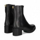 Botin Plat.costura Lado Piel Negro  UNISA