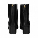 Botin Plat.costura Lado Piel Negro  UNISA