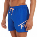 Bañador TOMMY JEANS Azul Logo Rosa Pastel