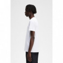 Camisetas Hombre Camiseta FRED PERRY Bordada M4580 Blanca