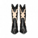 Botin Cowboy Piel/ante Vison/negro  VEXED SHOES COMPANY