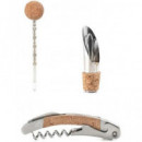 KIKKERLAND Juego de Vino 3 Piezas de Corcho BA67