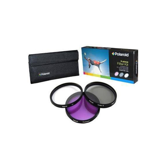 POLAROID PL3FIL62 Kit de 3 Filtros 62MM Filtro Uv Ultra Violeta, Cpl Circular Polarizador, Fld Fluor