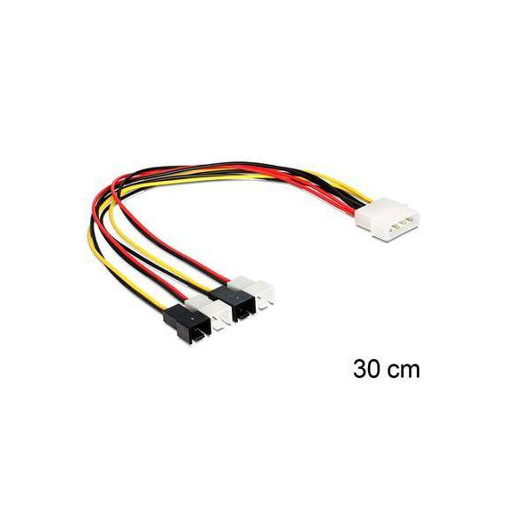 DELOCK 83343 Cable Molex 4 Pines Macho a 4X2 Pines Ventilador 30CM