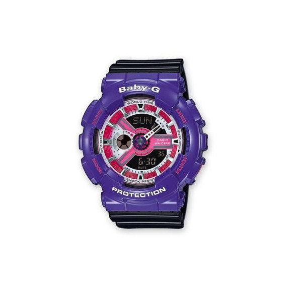 CASIO Brand BA-110NC-6AER Violeta Reloj Baby-g Hora Mundial, Fecha, 5 Alarmas, Resistente Al Agua, C