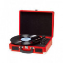 DENVER VPL-120 Tocadiscos en Maletin con Altavoces, Aux-in Rojo
