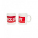 Fisura Taza Porcelana Diseño Fuck Off Blanca Roja  LALO