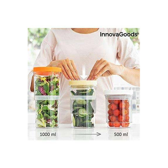 Innovagoods Pack de 3 Recipientes Botes de Cocina Ajustables y Hermeticos V0101173  LALO