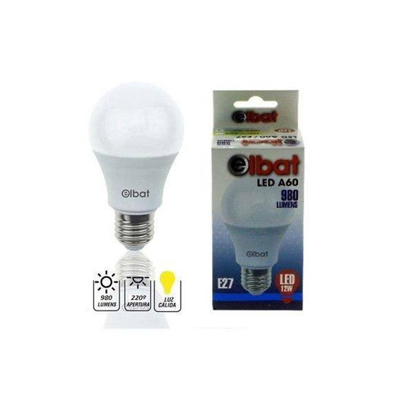 ELBAT Bombilla Led A60, 12W, 980LM, E27, Luz Calida