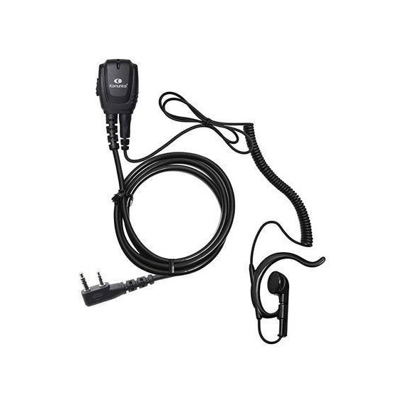 KOMUNICA Micro Auricular para Kenwood PWR-2302 Cable Rizado con Orejera Negro
