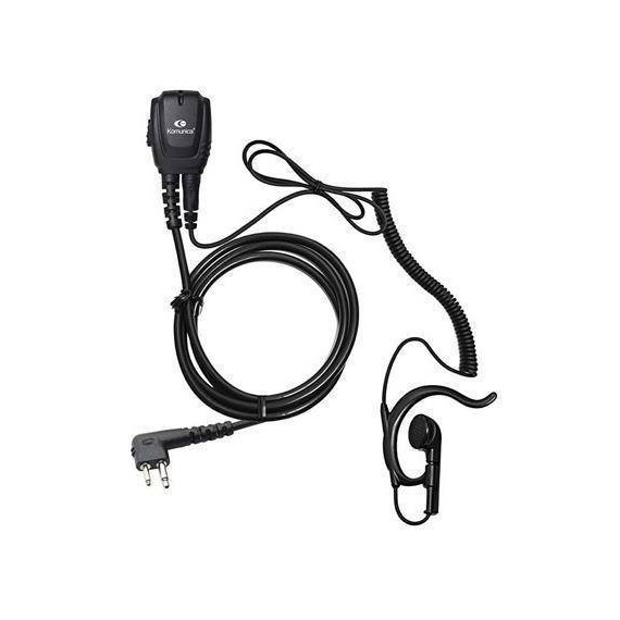 KOMUNICA Micro Auricular para Motorola PWR-2303 2 Pines Cable Rizado con Orejera Negro