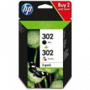 HP Pack Tinta 302 Negra + 302 Tricolor