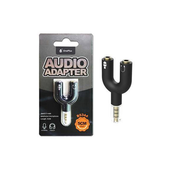 ONE PLUS Adaptador de Audio Jack 3.5/M 3 Puntos a 2X Jack 3.5/H Blanco B5344