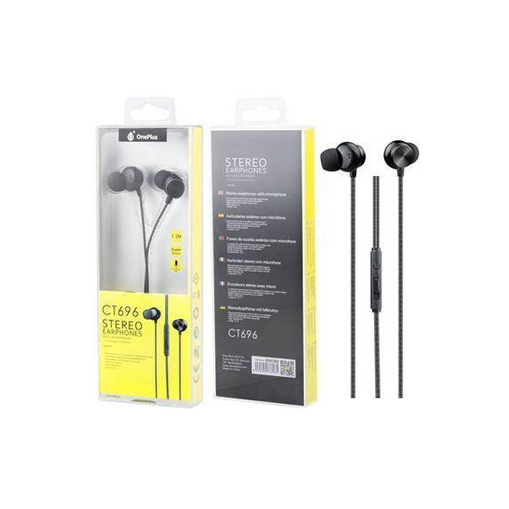 ONE PLUS Manos Libres Portatil CT696 Cable 1.2MTRS Jack 3.5MM Negro