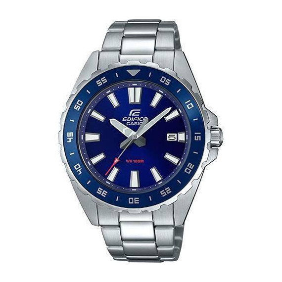 CASIO Brand EFV-130D-2AVUEF Reloj Edifice Analogico, Acero Inox,fecha ,luneta Giratoria,esfera Azul
