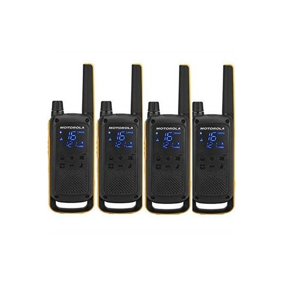 MOTOROLA T82 con 4 Pinganillos Extreme Quad Pack de 4 Walkies Go Beyond 16 Canales +121 Codigos