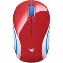 LOGITECH Raton Inalambrico Mini M187 Rojo con Bordes Blanco