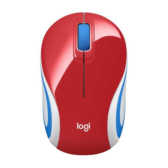 LOGITECH Raton Inalambrico Mini M187 Rojo con Bordes Blanco