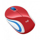 LOGITECH Raton Inalambrico Mini M187 Rojo con Bordes Blanco