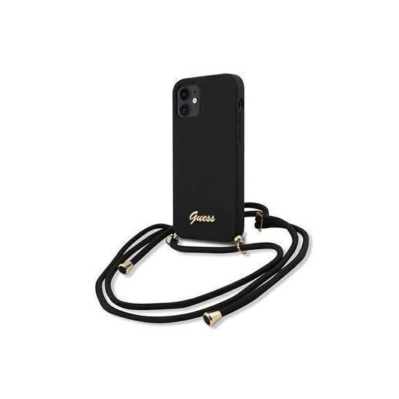 GUESS Funda Silicona con Colgante Negro Iphone 12 Mini GUHCP12SLSCLMGBK