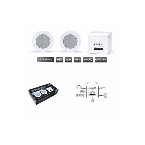 FONESTAR Kit de Altavoces KS-01 Usb, Sd, MP3, Radio Fm, 2X2W