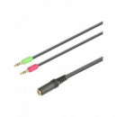 NIMO Cable Jack 3.5MM/H 4 Puntos a 2 Xjack 3.5MM/M Mic+aur Rosa Verde 0.20CM WIR989