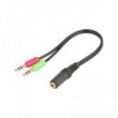 NIMO Cable Jack 3.5MM/H 4 Puntos a 2 Xjack 3.5MM/M Mic+aur Rosa Verde 0.20CM WIR989