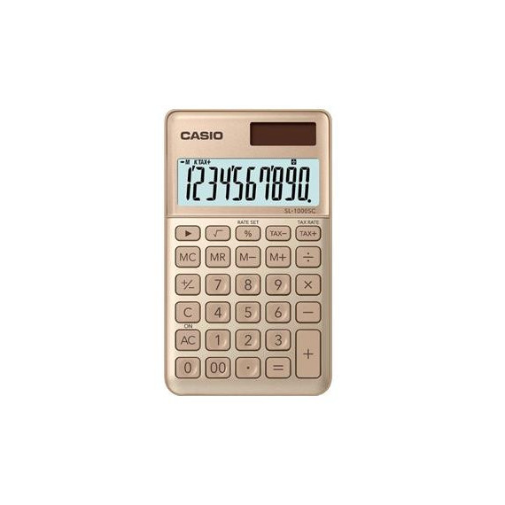 CASIO Calculadora Solar y Pila SL-1000SC-GD Dorada 10 Digitos