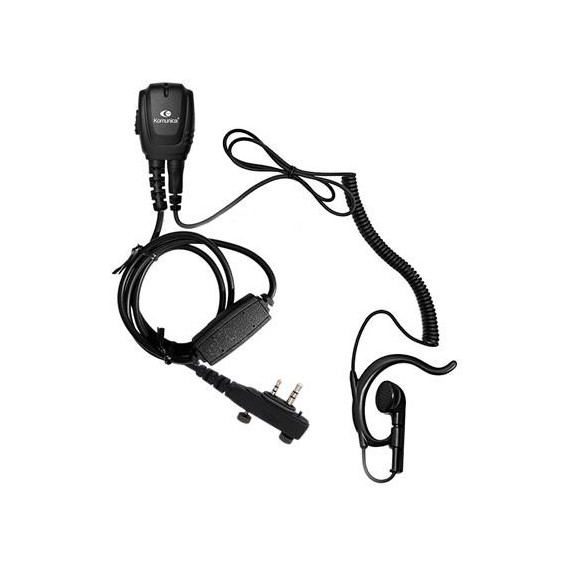 KOMUNICA Micro Auricular para Icom PWR-23-ICA16 Cable Rizado con Orejera Negro
