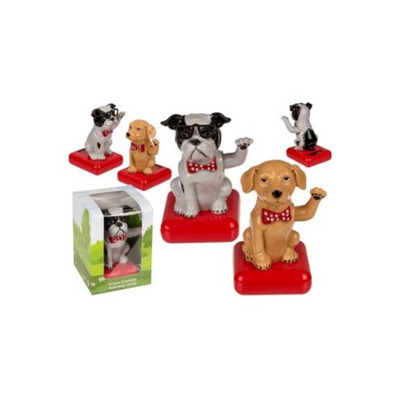 OUT OF THE BLUE Figura Solar Perro Saludando