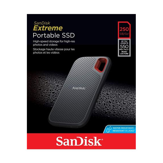 SANDISK Disco Duro Ssd Externo 250GB 550MB/S Extreme Resistente Al Agua