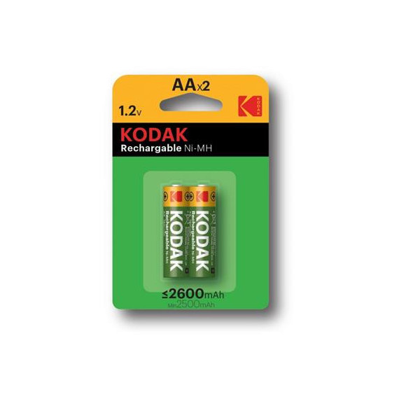 KODAK Pack 2 Pilas Aa Recargable 2600MAH,0% Mercurio.