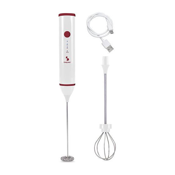 BEPER Espumador Batidor Leche Recargable con Varilla P102SBA008