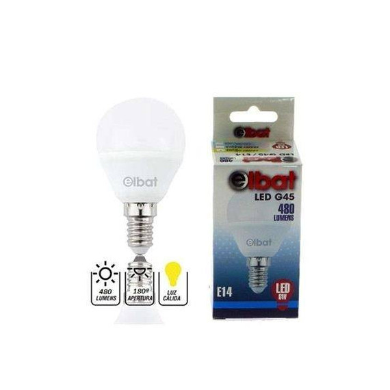 ELBAT Bombilla Led G45, 6W, 480LM, E14, Luz Calida