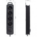 TM ELECTRON Regleta 4 Enchufes con Interruptor 3680W Negro