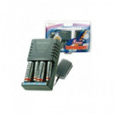 POWERBASE Cargador Pilas AA/AAA  100-240V 12V Para Coche C-411 Y 4 PILAS GRATIS RECARGABLES   2500MA