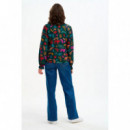 SUGARHILL BRIGHTON Camisas y Tops Camisa Sugarhill Candice Frill Dark Green Tiger Cutouts