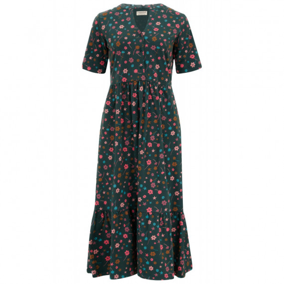 SUGARHILL BRIGHTON Vestidos Vestido Sugarhill de Algodón Orgánico Heather MIDI Smock Dark Green Forest Floral