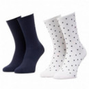 Th Women Sock Dot 2P  TOMMY HILFIGER