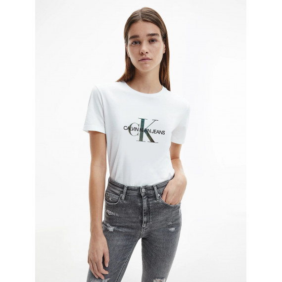 Reflective Monogram Tee Bright White  CALVIN KLEIN