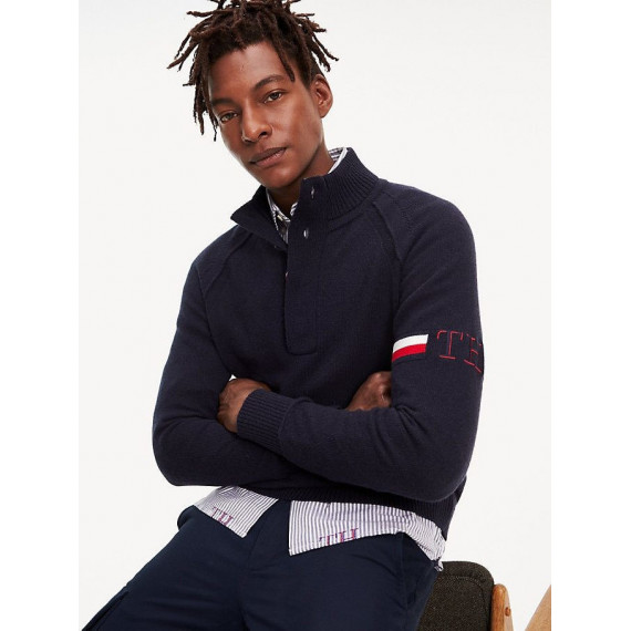 Th Monogram Button Mock  TOMMY HILFIGER