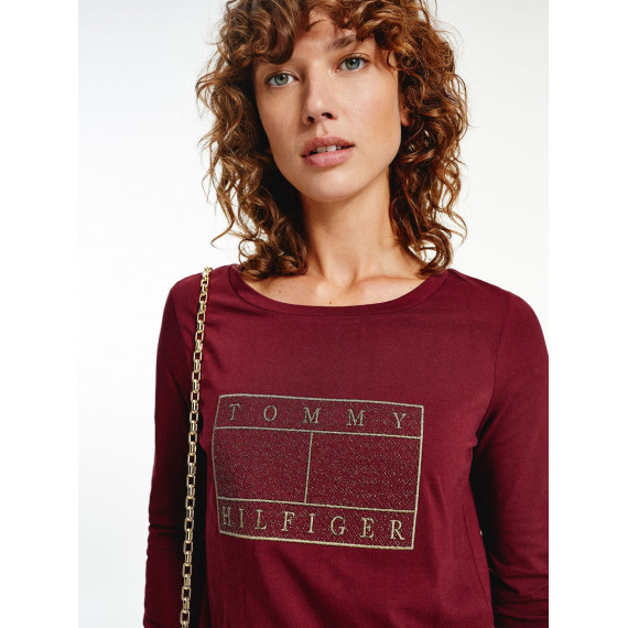 Regular Lurex Open-nk Tee Ls Deep Rouge  TOMMY HILFIGER
