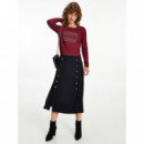 Regular Lurex Open-nk Tee Ls Deep Rouge  TOMMY HILFIGER