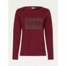 Regular Lurex Open-nk Tee Ls Deep Rouge  TOMMY HILFIGER