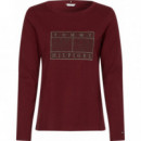 Regular Lurex Open-nk Tee Ls Deep Rouge  TOMMY HILFIGER