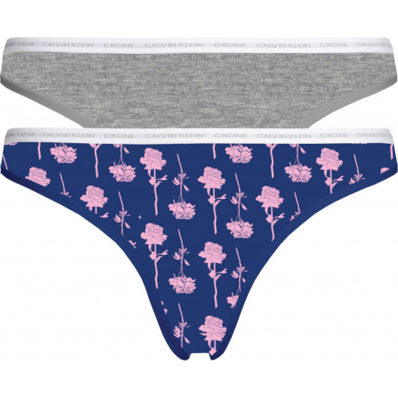 Thong 2PK Grey Heather/rozez Print  CALVIN KLEIN