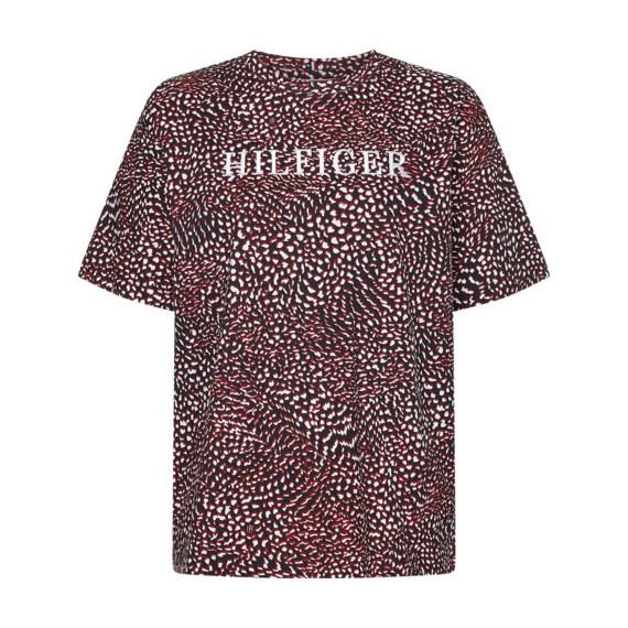 Relaxed Aop C-nk Tee Ss Feather Prt / Re  TOMMY HILFIGER