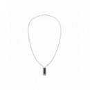 Collar Ac Inox C/rectangular Fibra Carbn  TOMMY HILFIGER